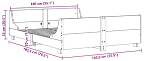 Cama sem colchão 140x190 cm pinho maciço castanho-mel