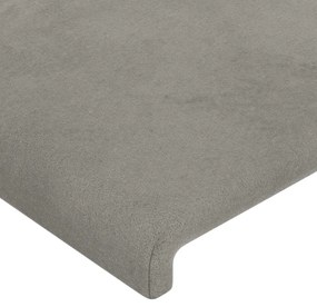 Cabeceira cama c/ abas veludo 183x16x118/128 cm cinzento-claro