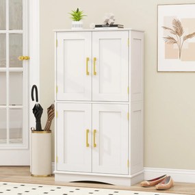 Móvel despensa cozinha 110 cm com 4 portas e 2 prateleiras ajustáveis Armário para cozinha sala de jantar Branco