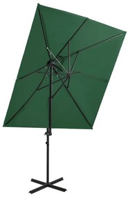 vidaXL Guarda-sol de jardim cantilever toldo duplo 250x250 cm verde