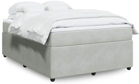 vidaXL Cama com molas/colchão 140x200 cm veludo cinzento-claro