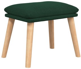 Cadeira de descanso com banco p/ pés tecido verde-escuro