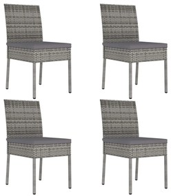 Cadeiras de jantar para jardim 4 pcs vime PE cinzento
