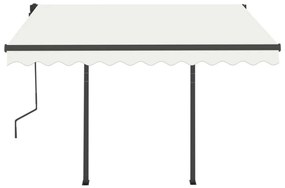 Toldo retrátil automático com postes 3,5x2,5 m cor creme