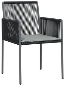Cadeiras jardim c/ almofadões 2pcs 54x60,5x83,5cm vime PE preto