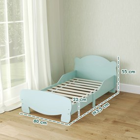 Cama infantil 70 x 140 cm (COLCHÃO NÃO INCLUIDO) com grades de segurança com tema de ursinhos, para meninos e meninas dos 3 aos 6 anos, verde