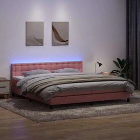 Cama com molas colchão 200x210 cm veludo rosa