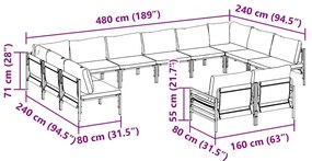 Conjunto de Sofá de Jardim 12 pcs Cinzento-escuro Aço