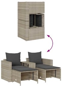 5 pcs conjunto sofás de jardim c/ almofadões empilhável vime PE
