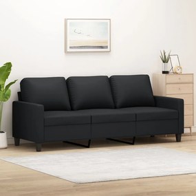 Sofá de 3 lugares 180 cm couro artificial preto