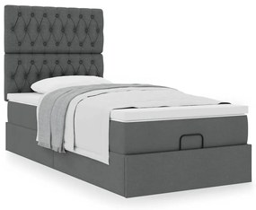 Estrutura cama otomana colchão 90x190 cm tecido cinzento escuro