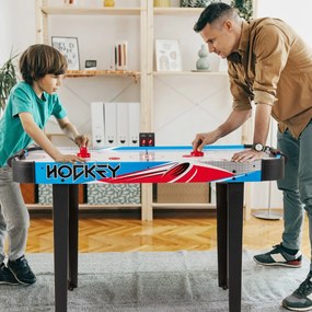 Mesa de Air Hockey com Marcador LED e Motor de 12V com 2 Discos e 2 Pás para Adultos e Crianças 122 x 61 x 76 cm Azul