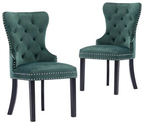 vidaXL Cadeiras de jantar 2 pcs veludo verde-escuro