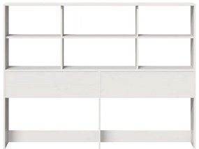 Cabeceira com arrumação 140 cm madeira de pinho maciça branco