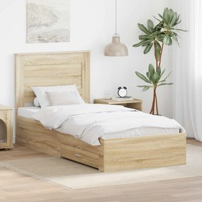 vidaXL Estrutura da Cama com gaveta com cabeceira Madeira processada