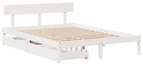 Cama sem colchão 160x200 cm madeira de pinho maciça branco