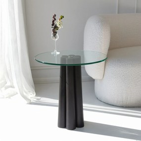 Mesa de Centro Thales – Transparente Preto – 50x50x50 cm