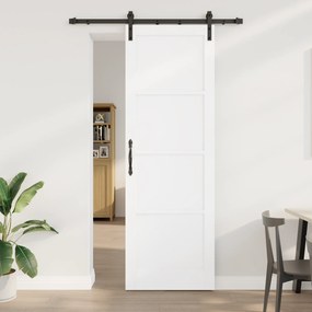 vidaXL Porta Deslizante com Conjunto de Ferragens Branco 78x232 cm Madeira de Pinho Maciço