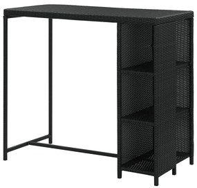 Mesa de bar com prateleiras 120x60x110 cm vime PE preto