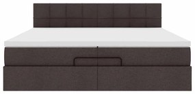 Estrutura de cama otomana com colchão 200x200cm castanho-escuro
