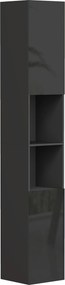 kleankin Móvel coluna para banheiro 2 armários com prateleiras ajustáveis + 2 nichos 30 x 30 x 181,5 cm preto | Aosom Portugal