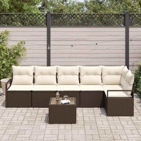 Conjunto de Sofá de Jardim com 6 peças e almofadas cinzas em rattan si