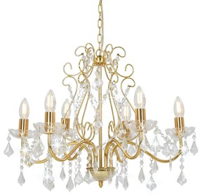 vidaXL Lustre com contas de cristal 6 x E14 redondo dourado