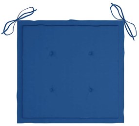 Cadeiras de jardim c/ almofadões azul real 6 pcs teca maciça