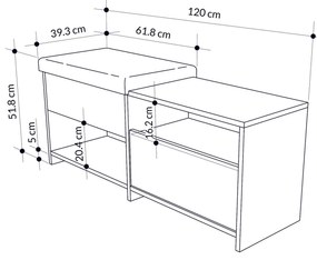 Sapateira Berlin – Nogueira/Branco – 60x200x35 cm