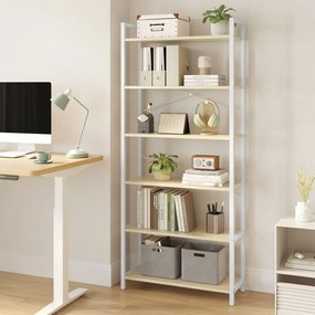 Estante livros 30 x 64 x 185,5 cm bege natural-branco
