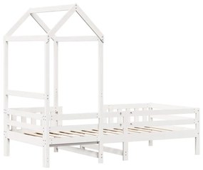 Estrutura de cama com telhado 100x200 cm pinho maciço branco