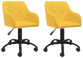 vidaXL Cadeiras de jantar giratórias 2 pcs tecido amarelo