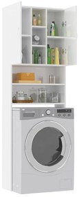 Armário máquina lavar roupa 64x25,5x190 cm branco brilhante