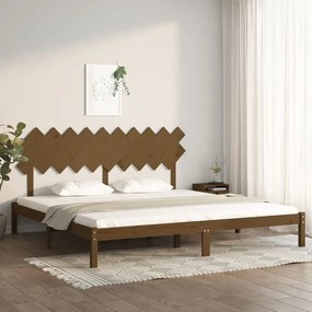 Estrutura de cama 200x200 cm castanho mel madeira maciça