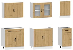 7 peças armário de cozinha conjunto Kalmar carvalho artisiano