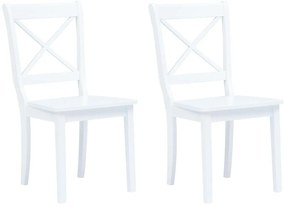 Cadeiras de jantar 2 pcs madeira de seringueira maciça branco