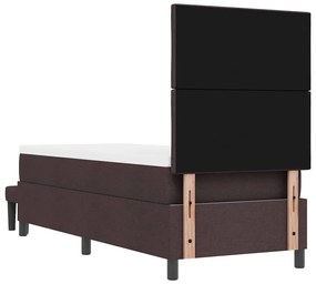 Cama Box com Colchão e Banco Castanho Escuro 80x200 cm Tecido
