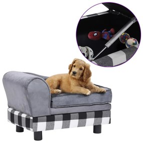 vidaXL Sofá para cães 57x34x36 cm pelúcia cinzento