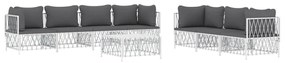 8 pcs conjunto lounge de jardim com almofadões aço branco