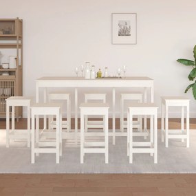 9 pcs conjunto de bar pinho maciço branco