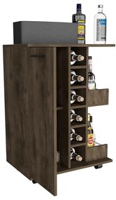 Móvel de bar Garrafeira Andorra com compartimento aberto, 82,1 cm a x 60 cm e x 37,7 cm p, Castanho
