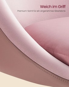 Cadeira toucador regulável com encosto e base cor-de-rosa pastel