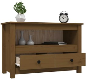 Móvel de TV 79x35x52 cm madeira de pinho maciça castanho mel