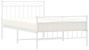 Estrutura de cama com cabeceira e pés 107x203 cm metal branco