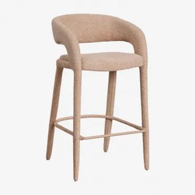 Banco Alto 75 Cm Estofado Arazeina Chenille Grossa Castanho Latte - Sklum
