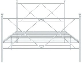 Estrutura de cama com cabeceira e pés 107x203 cm metal branco