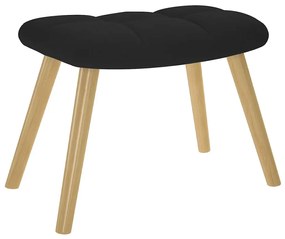 Cadeira de baloiço com apoio de pés tecido preto