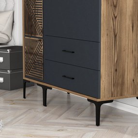 Guarda-roupa Kumsal PT – Nogueira/Antracite – 120x47,5x201,4 cm