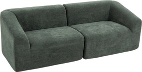 Sofá de 3 lugares em chenille, 225 (L) x 93 (P) x 68 (A) cm, sofá de sala estofado moderno com assento largo, almofada com molas, verde escuro