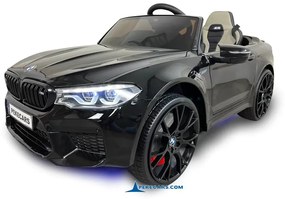 Carro elétrico para Crianças BMW M5 24V rodas borracha, banco almofadado e com ecrã MP4 Preto metalizado